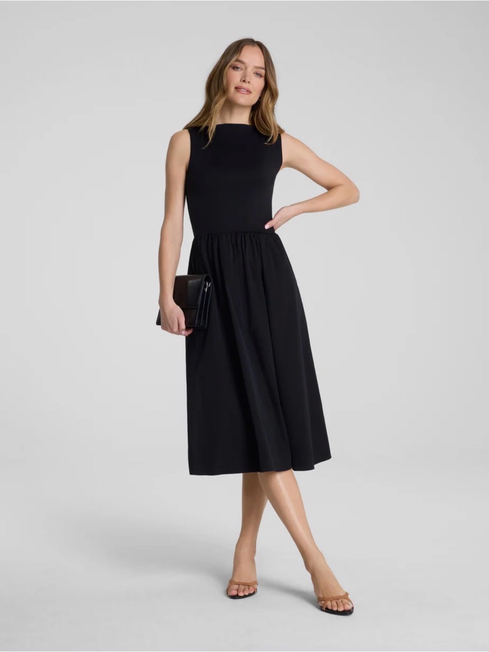 Spanx Jersey High Neck Classic Black Midi Dress